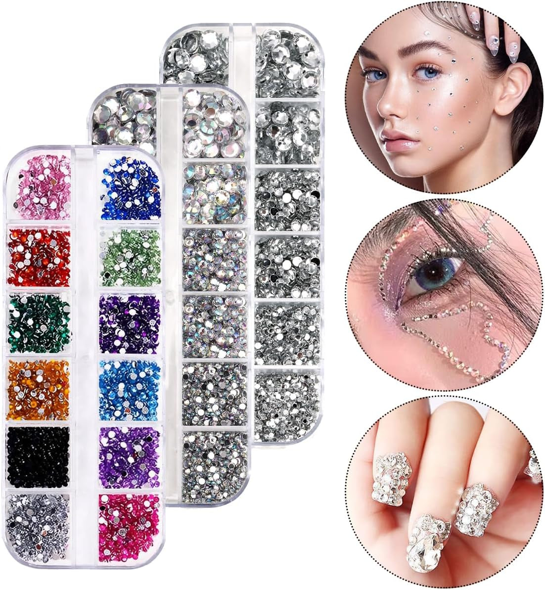 4600 Stück Strasssteine ​​​​Für Nägel, Nagel Glitzersteine ​​​​3 Verschiedene Stil Flache Nail Gems Nägel Steine ​​​​Klein Nagel Steinchen Mit Pinzette Und Strass Picker Dotting Pen para Nägel/Kleidung/Handwerk