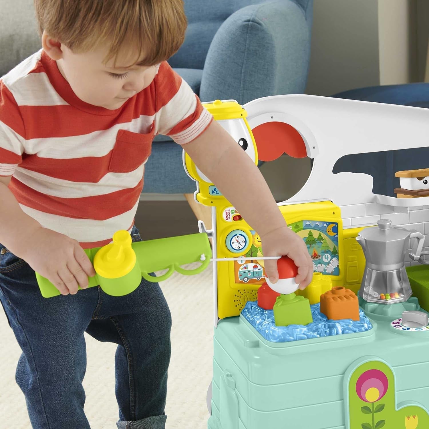 Fisher-Price - Camper Ríe y Aprende 3 en 1 Centro de Actividades Musicales y Juguete para Empujar Bebé Juguete para Bebé 9-36 Meses HCK51 Juguetes para Bebé Naty Shop