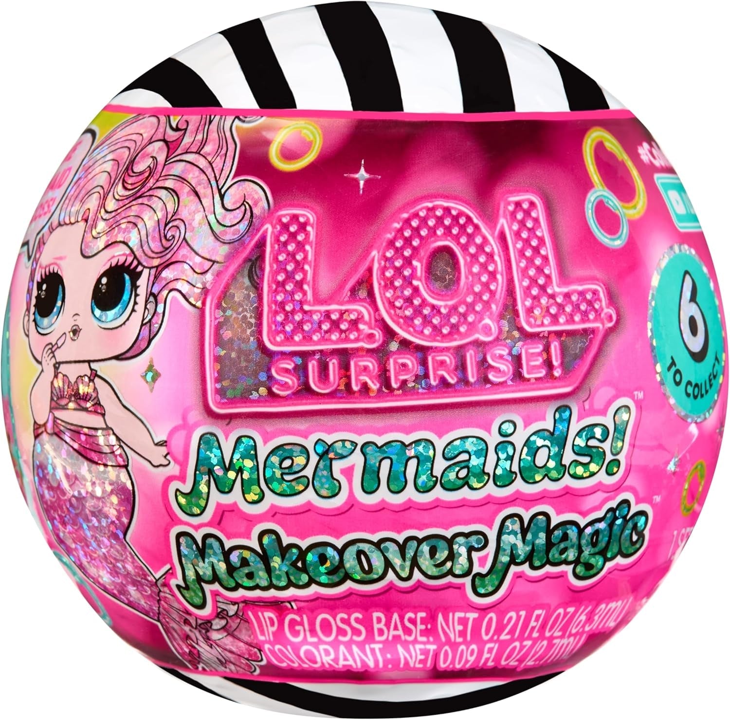 Jajaja ¡Sorpresa! Mermaids Makeover Magic Tots - Brillo de labios real para que tú y tu muñeca hagan, mezclen y creen maquillaje, divertido juego acuático, 6 muñecas para coleccionar - Edades 4+