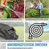 Enrollador de manguera automático Güde 20-2-2 1/2 (para montaje en pared, rotación de 180°, manguera de 20 m, rociador de agua, soporte de pared, retracción automática, tope de retracción, asa de transporte, 2 acoplamientos rápidos)