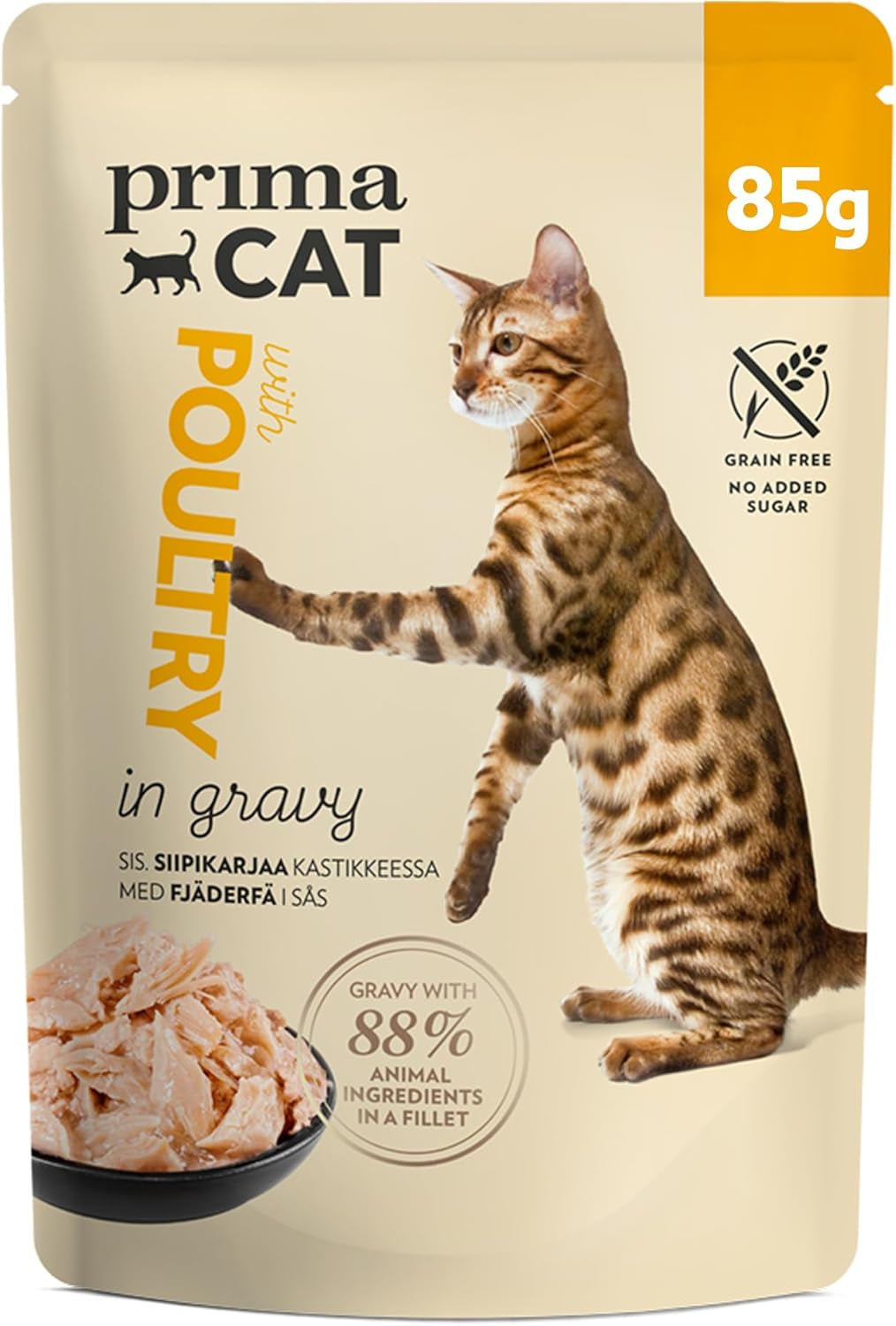 PrimaCat - Comida húmeda clásica para gatos, sabor a pájaro en salsa, 28 x 85 g