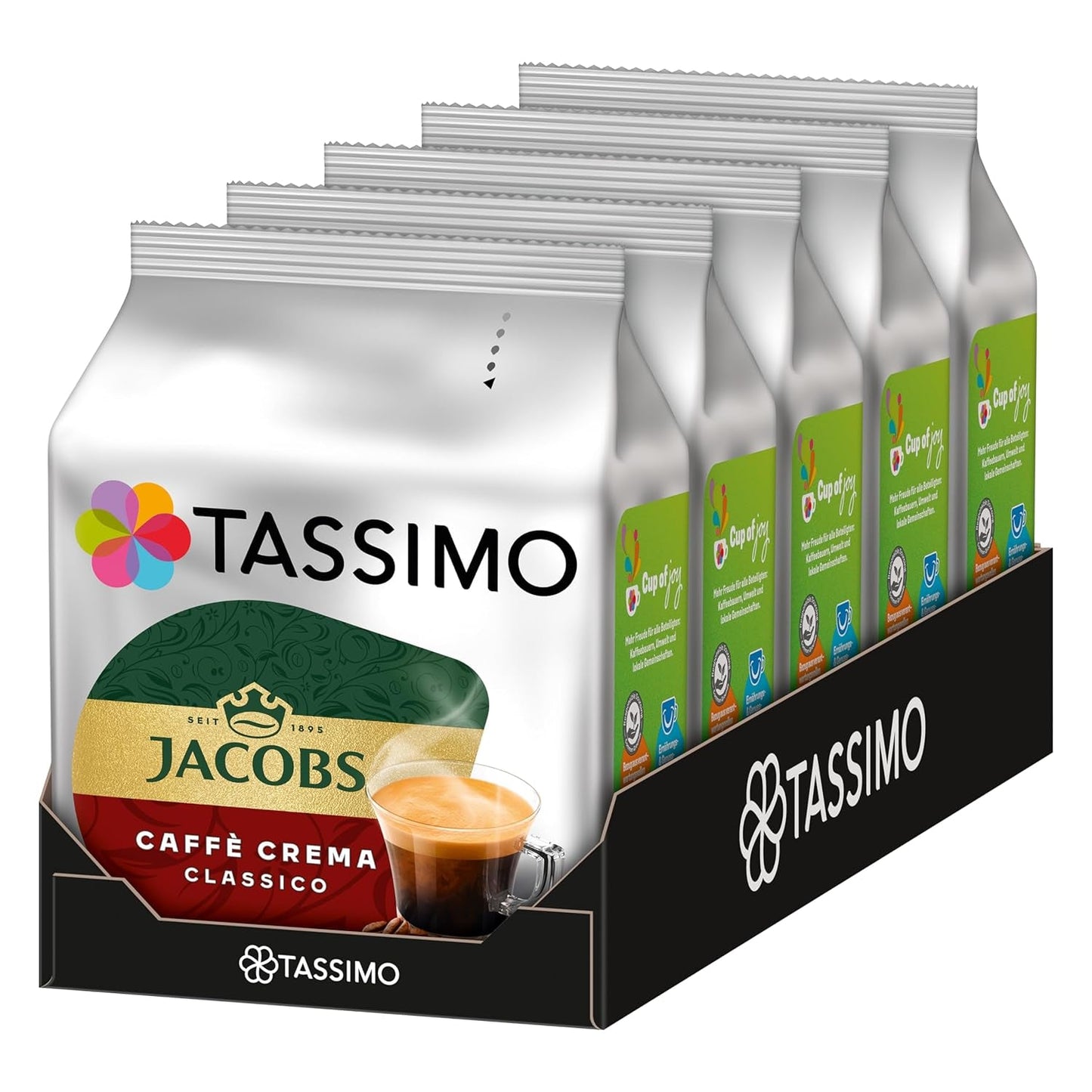 Tassimo Kapseln Jacobs Caffè Crema Classico, 5 x 16 pastillas, 80 cápsulas de café