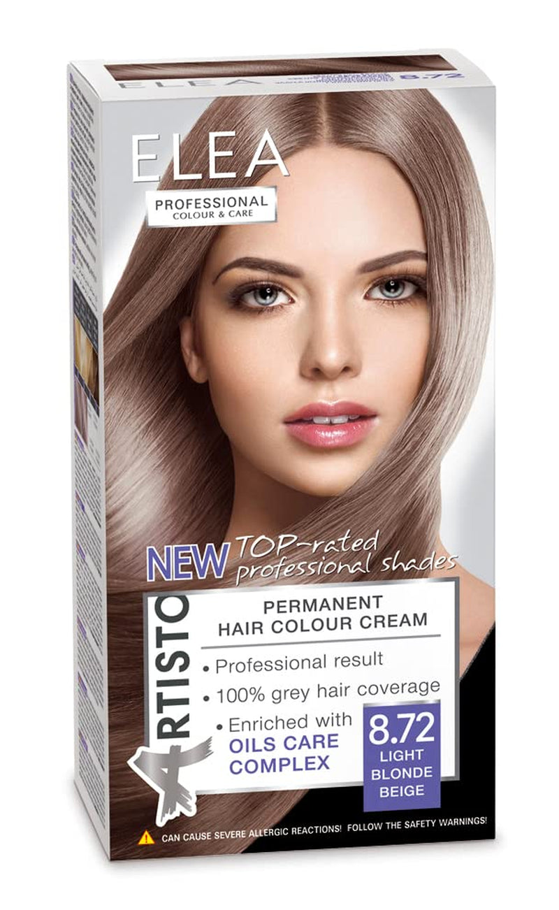 Colour & Care coloración permanente 120ml, resultado profesional, cobertura de canas, enriquecido con complejos de cuidado en aceite-Coloración de larga duración (10.1 Rubio súper claro ceniza) Tinte Naty Shop 8.72 Rubio claro beige