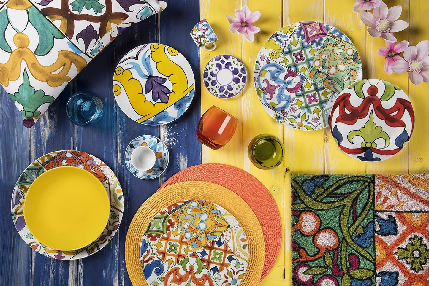 Excelsa Lisbona Tellerservice, 18 piezas, Porzellan und Keramik, mehrfarbig