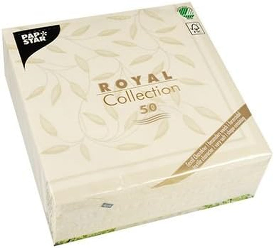 Papstar, 50 servilletas "Colección ROYAL" pliegue 1/4 40 Cm X 40 Cm champán "Nuevo Mediterráneo", #11651