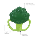 Infantino Lil' Nibbles, Mordedor de silicona texturizada, juguete mordedor para bebé sin BPA, suave, fácil de sostener, estimulación sensorial para bebés, brócoli