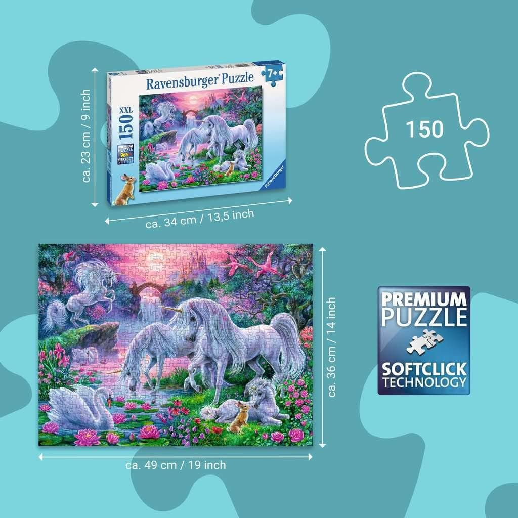 Puzzle Ravensburger para niños - 10021 Einhörörner Im Abendrot - Puzzle de fantasía para niños mayores de 7 años, con 150 piezas en formato XXL Puzzle Naty Shop