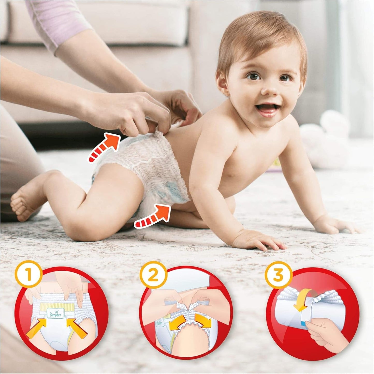 Pampers (versión antigua), bragas, talla 4, 9 kg-15 kg, paquete de tres (1 x 88 pañales)