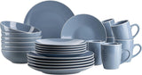 MÄSER 931844 Elissa Series Vajilla moderna para 6 personas, azul con borde blanco, juego combinado de 24 piezas, cerámica