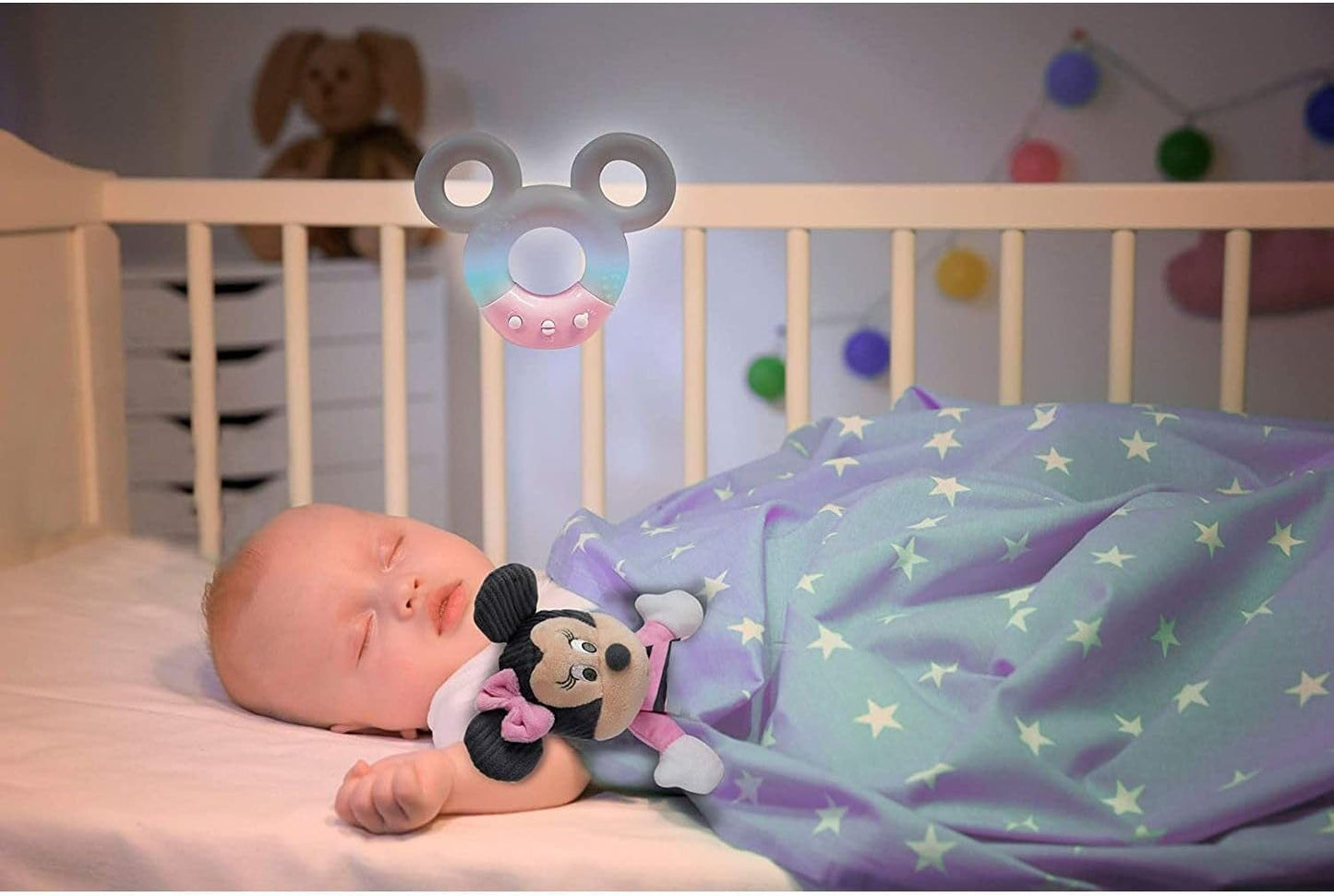 Clementoni 17396 Disney Baby Minnie Lámpara Sonido y Color Luz Nocturna Blanca Música 0 meses + Jucarii Bebe Naty Shop