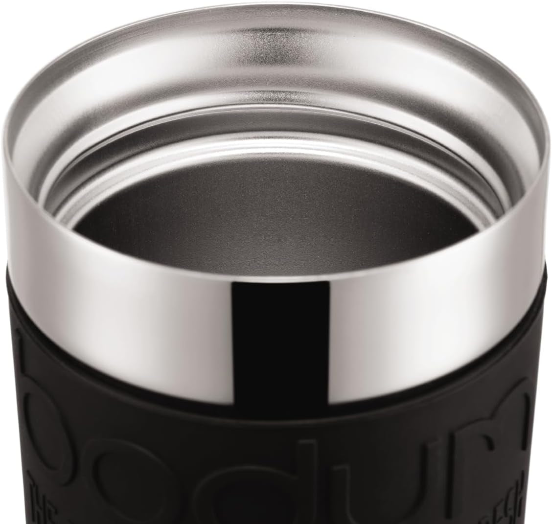 Bodum K11067-01 Cafetera Travel Press de acero inoxidable negra con tapa de repuesto 350ml