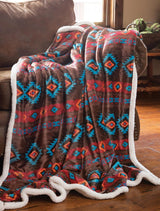 CARSTENS, INC. Manta Wrangler Ultra Premium, súper suave, forro polar Sherpa, de gran tamaño, 137,2 x 172,7 cm, camas y mantas Southwest Horizon Carstens, Inc.