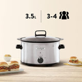 Olla de cocción lenta, | 3,5 litros (3-4 personas), recipiente para dorar carnes y verduras, Olla de Cocción Lenta de acero inoxidable Naty Shop
