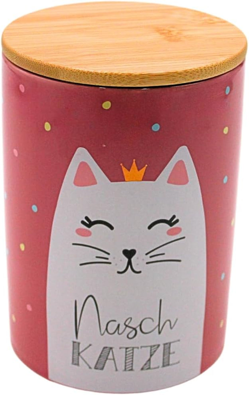 Dekohelden24 Elegante caja de cerámica para guardar café, alimentos frescos y galletas Hüftgold. La razón: pereza. Dimensiones: Alto/Ø 15,6 x 11 cm. Cajas para guardar alimentos Naty Shop Gato