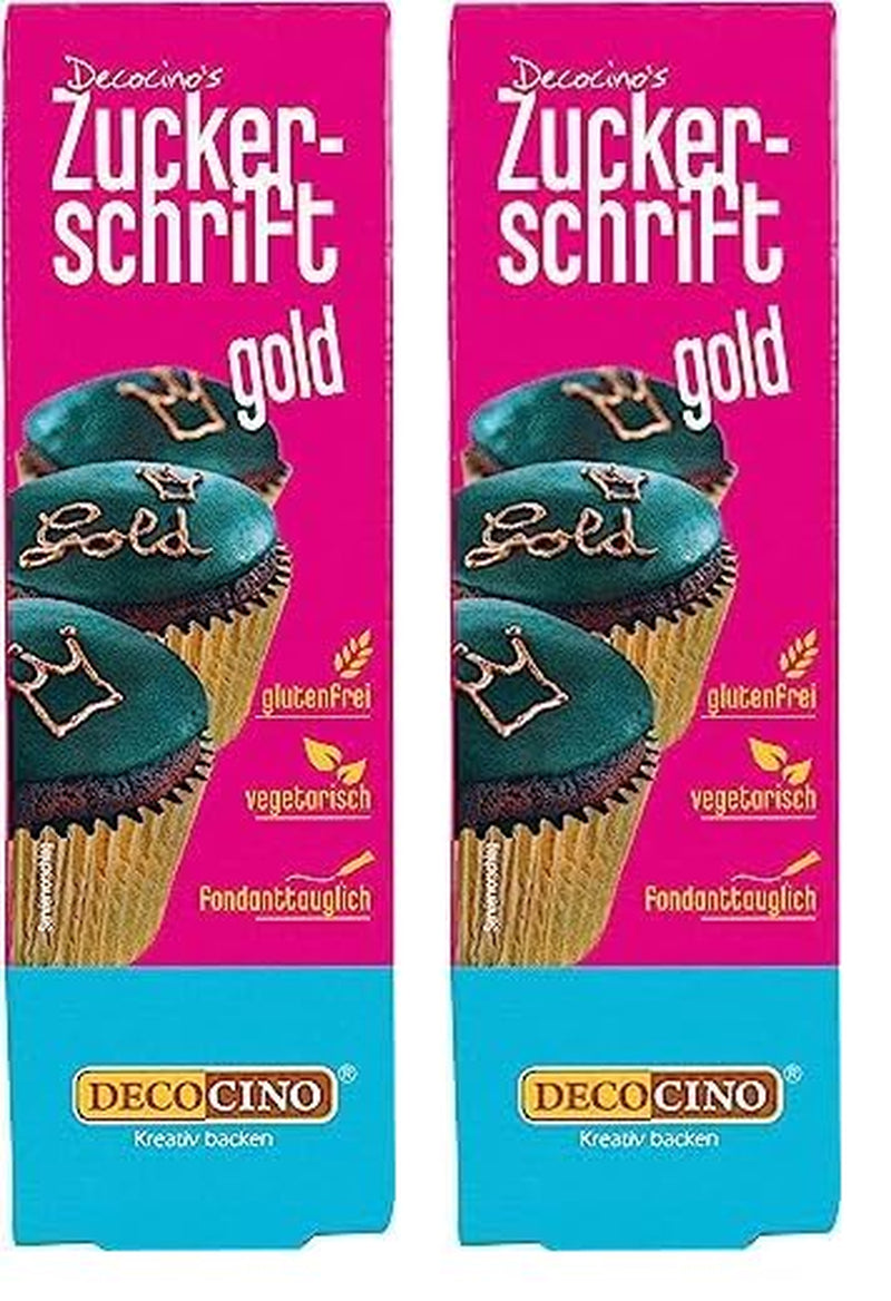 Decocino Letras de azúcar rojo - Letras para colorear alimentos - Práctico tubo para etiquetar fondant y glaseado - ¡Decoraciones para hornear pasteles, tartas y cupcakes! (Paquete de 2)