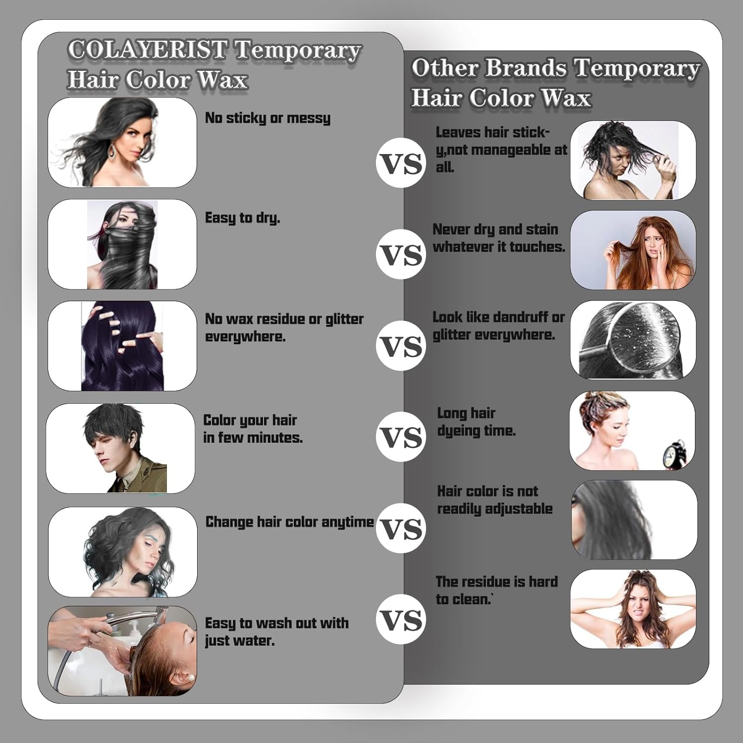 COLAYERIST Color de cabello negro lavable temporal Cera de color de cabello para hombres y mujeres Máscara de cabello para fiesta o cosplay Productos de color de cabello sin desorden Tinte para el cabello Naty Shop