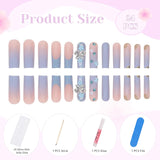 24 Uds. De uñas artificiales de mariposa azul, prensa cuadrada en puntas de uñas postizas con purpurina larga francesa, diamantes de imitación brillantes