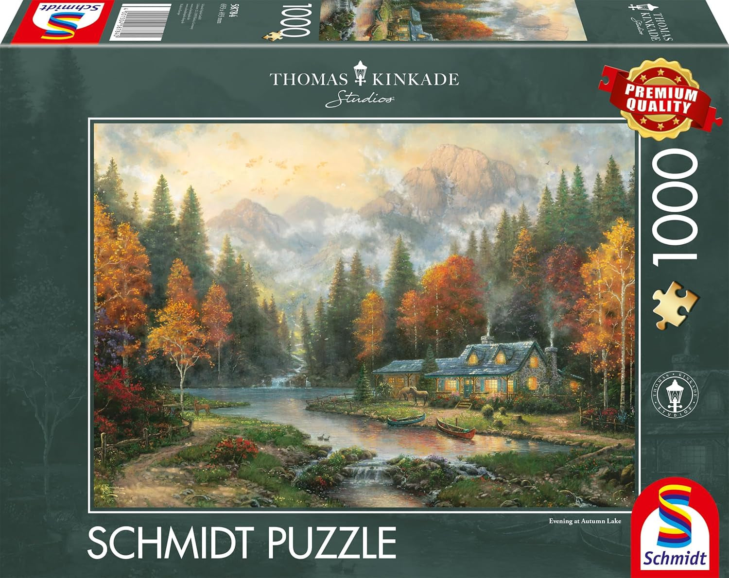 Schmidt Spiele 58784 Thomas Kinkade, Noche en el lago de otoño, rompecabezas de 1000 piezas, rompecabezas colorido Naty Shop Título predeterminado