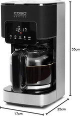 CASO Coffee Taste and Style Cafetera espresso con filtro permanente, 1,5 l, temperatura óptima de preparación 92-96 °C, sistema antigoteo, cabezal de preparación optimizado, acero inoxidable, 12 tazas