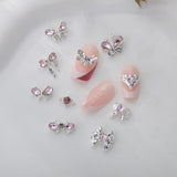 Luxus Rosa Diamant Nagel Charms 3D Butterfly Nail Art Charms Bow Nail Charms Y2K Heart Charms Nägel Zubehör Schmetterling Herz Schleife Nageldesign Edelsteine ​​​​Strasssteine ​​​​Glitzersteine ​​​​Nagelschmuck