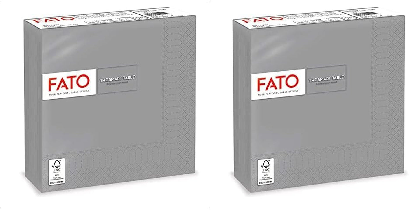 , Servilletas de Papel Desechables, Ideales para Almuerzos Informales y Buffets, Paquete de 50 Servilletas, Tamaño 33X33, Plegadas en 4, 2 Capas, Gris, Papel de Celulosa 100% Pura, Certificado Fsc