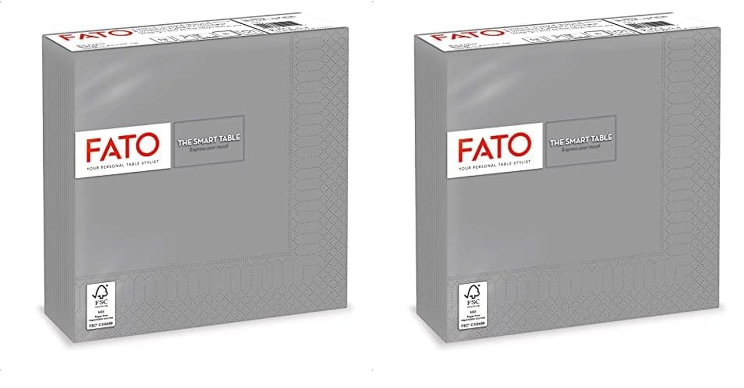, Servilletas de Papel Desechables, Ideales para Almuerzos Informales y Buffets, Paquete de 50 Servilletas, Tamaño 33X33, Plegadas en 4, 2 Capas, Gris, Papel de Celulosa 100% Pura, Certificado Fsc