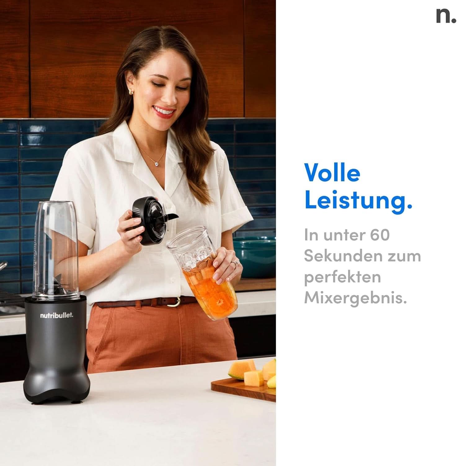 Batidora personal Nutribullet, batidora de larga duración para porciones, 1000 vatios y motor ligero, vaso de 900 ml con Tritan Renew, batidora táctil Leuchtende, Dunkel Grau Bucatarie Naty Shop