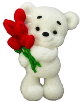 Decoración de azúcar comestible, Osito de peluche con tulipanes Decoraciones de Naty Shop Pasta de Azúcar