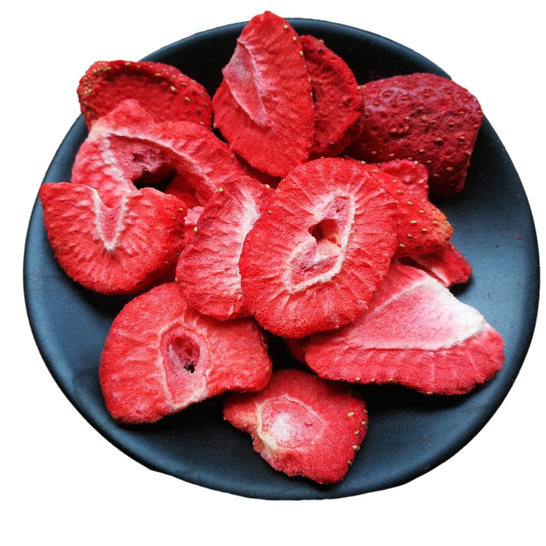 '- 150 g Fresas liofilizadas 100% naturales y puras - Fresas secas en rodajas - Frutas secas liofilizadas sin azúcares añadidos - Chips de fresa sin azúcar Productos deshidratados Naty Shop 150 G Fresas