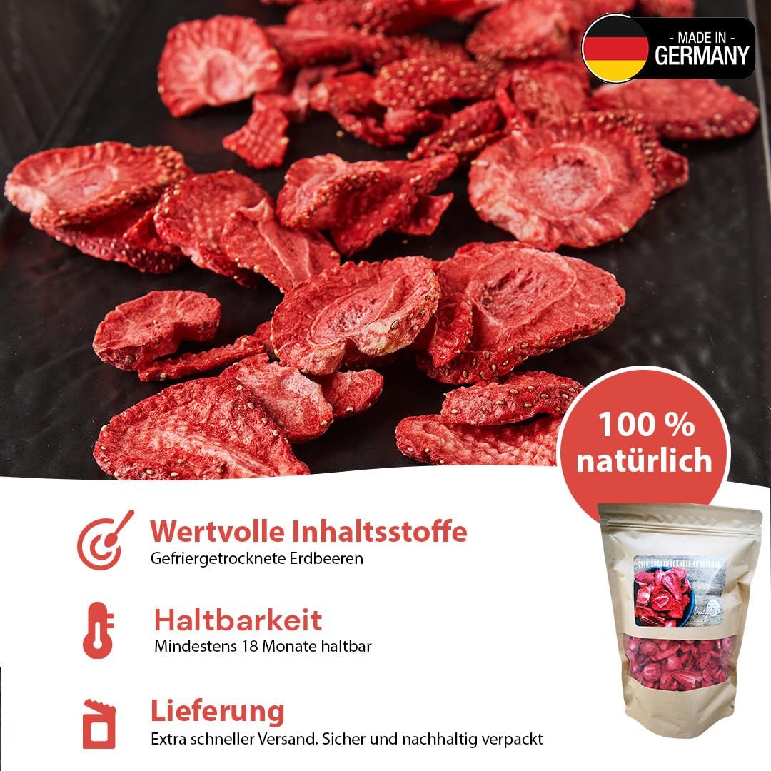 '- 150 g Fresas liofilizadas 100% naturales y puras - Fresas secas en rodajas - Frutas secas liofilizadas sin azúcares añadidos - Chips de fresa sin azúcar Productos deshidratados Naty Shop