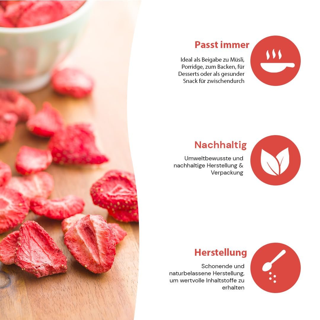 '- 150 g Fresas liofilizadas 100% naturales y puras - Fresas secas en rodajas - Frutas secas liofilizadas sin azúcares añadidos - Chips de fresa sin azúcar Productos deshidratados Naty Shop