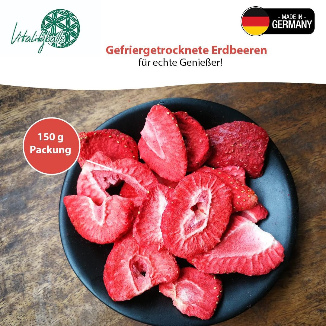 '- 150 g Fresas liofilizadas 100% naturales y puras - Fresas secas en rodajas - Frutas secas liofilizadas sin azúcares añadidos - Chips de fresa sin azúcar Productos deshidratados Naty Shop