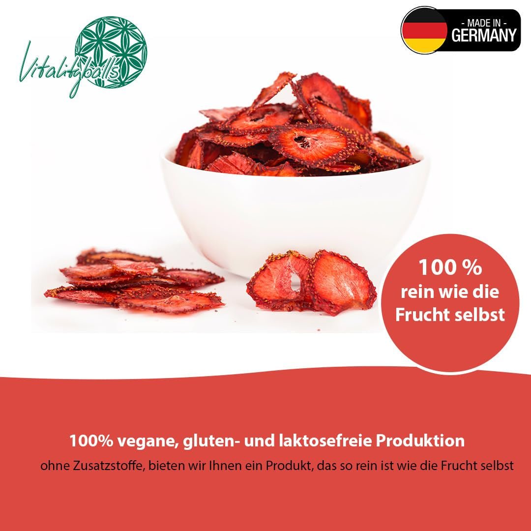 '- 150 g Fresas liofilizadas 100% naturales y puras - Fresas secas en rodajas - Frutas secas liofilizadas sin azúcares añadidos - Chips de fresa sin azúcar Productos deshidratados Naty Shop