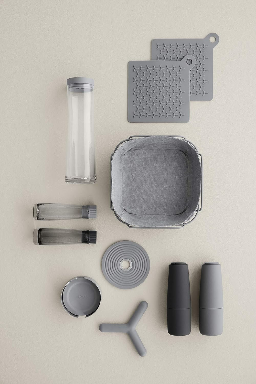 Blomus -DELARA- panera talla L, cuadrada, bolsa de tela extraíble, diseño elegante, 26 x 26 cm, color Rayo de luna (64075) Cajas para guardar alimentos Naty Shop