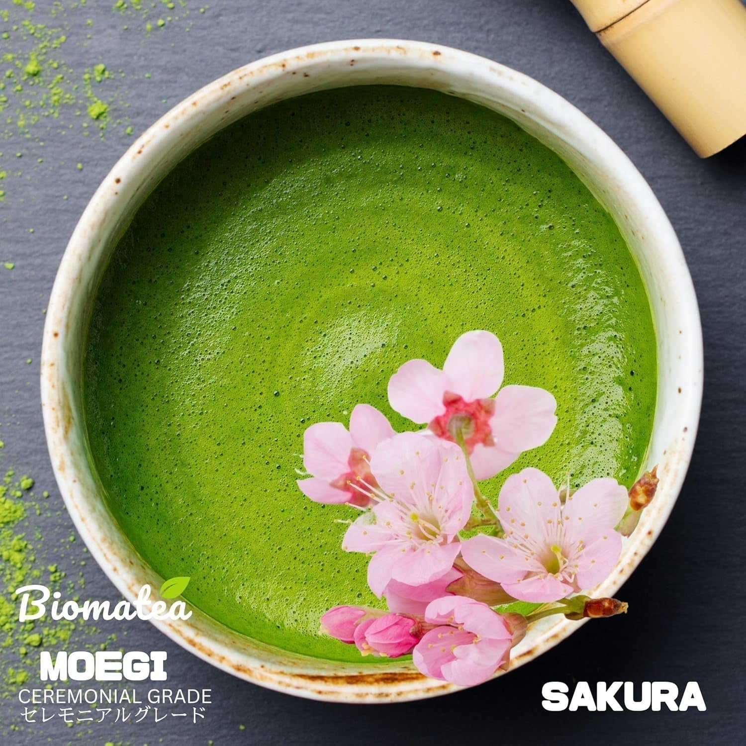 Té Sakura Matcha 50 g - Grado ceremonial de Japón - Té verde premium con polvo de flor de Sakura - Primera cosecha, molido en piedra, vegano, sin aditivos