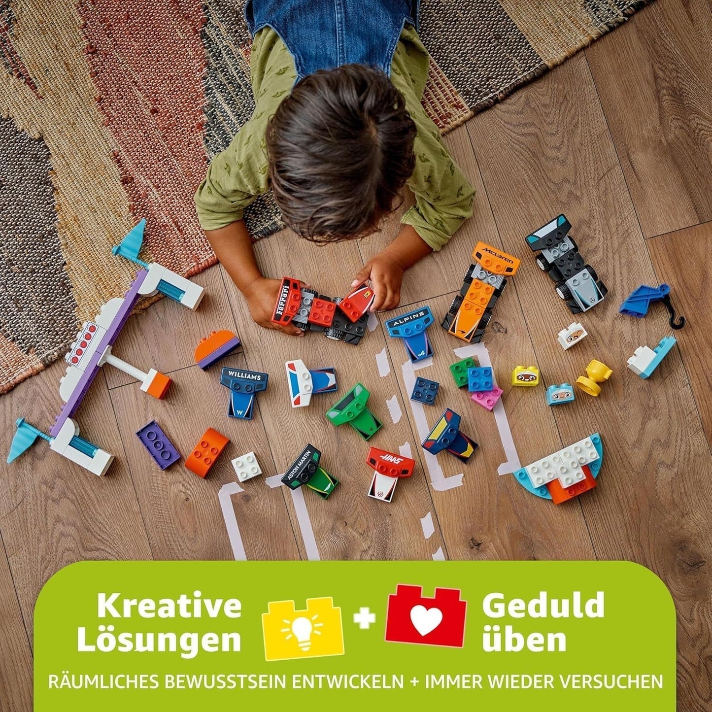 LEGO DUPLO Town Coches de carreras del equipo F1 con corredores, juguete de construcción para toda la familia, experiencia de juego imaginativo, regalo de cumpleaños para niños pequeños, niños y niñas a partir de 2 años 10445 Juegos de construcción Besuche den LEGO-Store