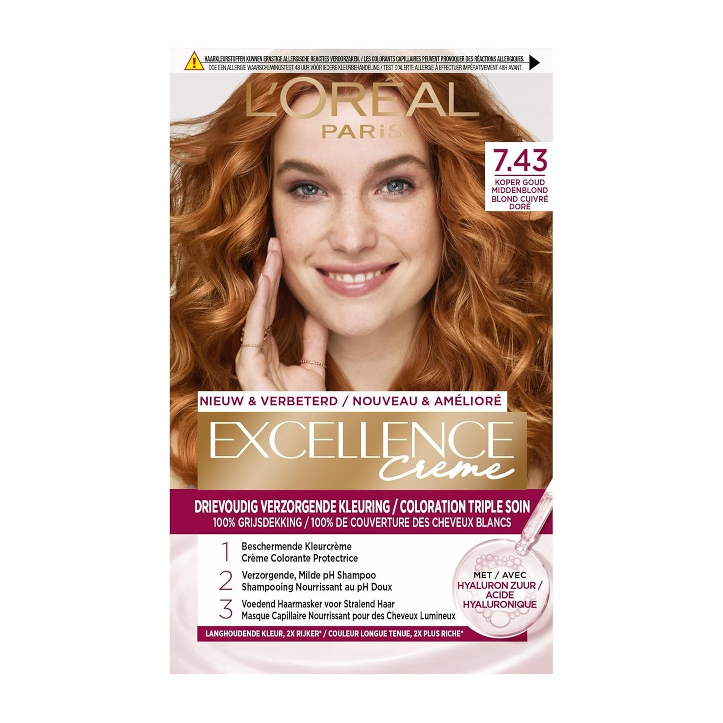 Paris Excellence Creme 7.43 Color de cabello Rojo - Color de cabello (Rojo, Rubio Cuuvré Dorado, Bélgica, 63 mm, 100 mm, 163 mm) Naty Shop Color de cabello Título predeterminado