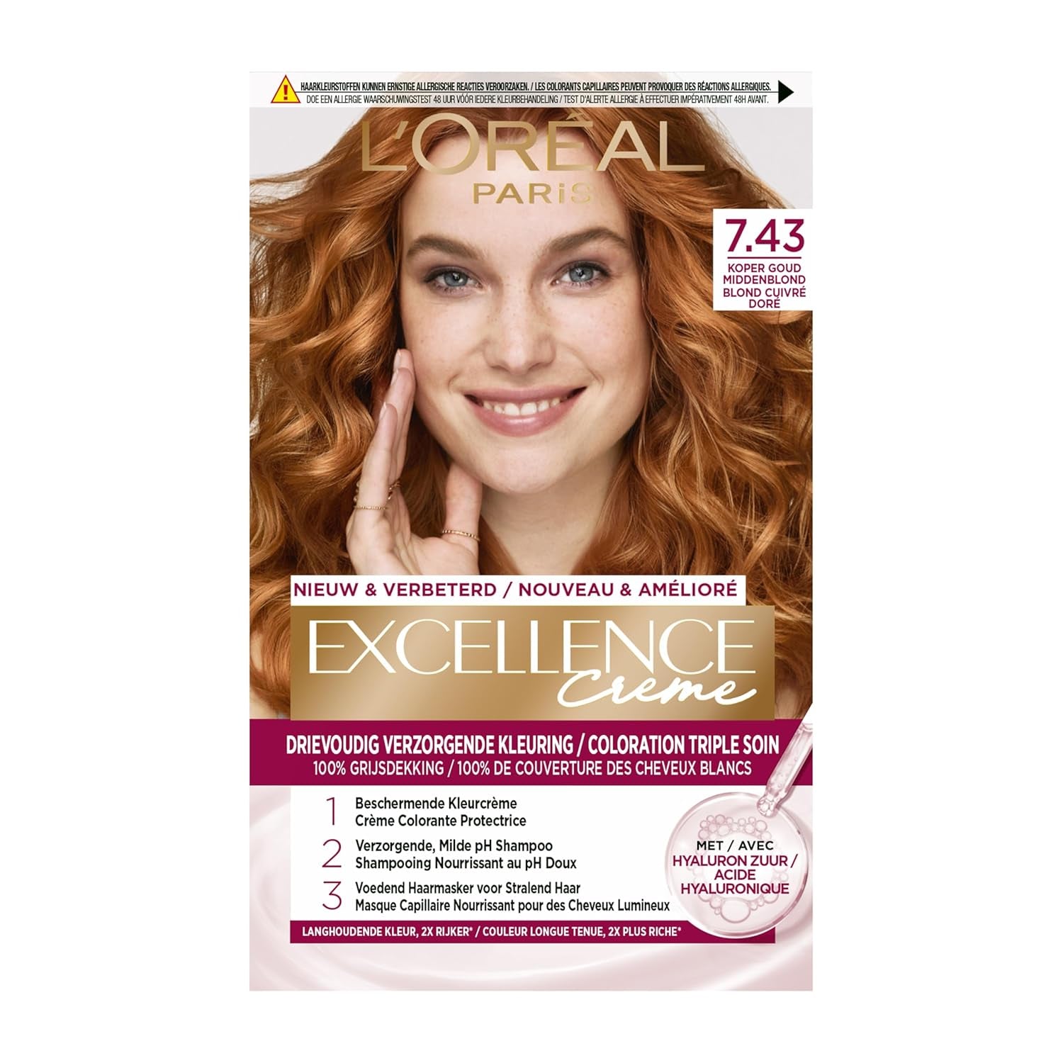 Paris Excellence Creme 7.43 Color de cabello Rojo - Color de cabello (Rojo, Rubio Cuuvré Dorado, Bélgica, 63 mm, 100 mm, 163 mm) Naty Shop Color de cabello Título predeterminado