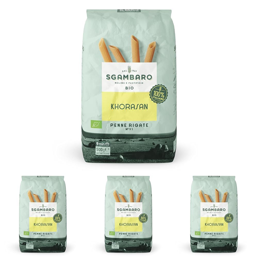 Pasta Penne Rigate Bio N.91 - 500g de Trigo Khorasan - Trigo antiguo, rico en proteínas, 100% cultivado en Italia - Versátil en la cocina y rico en nutrientes
