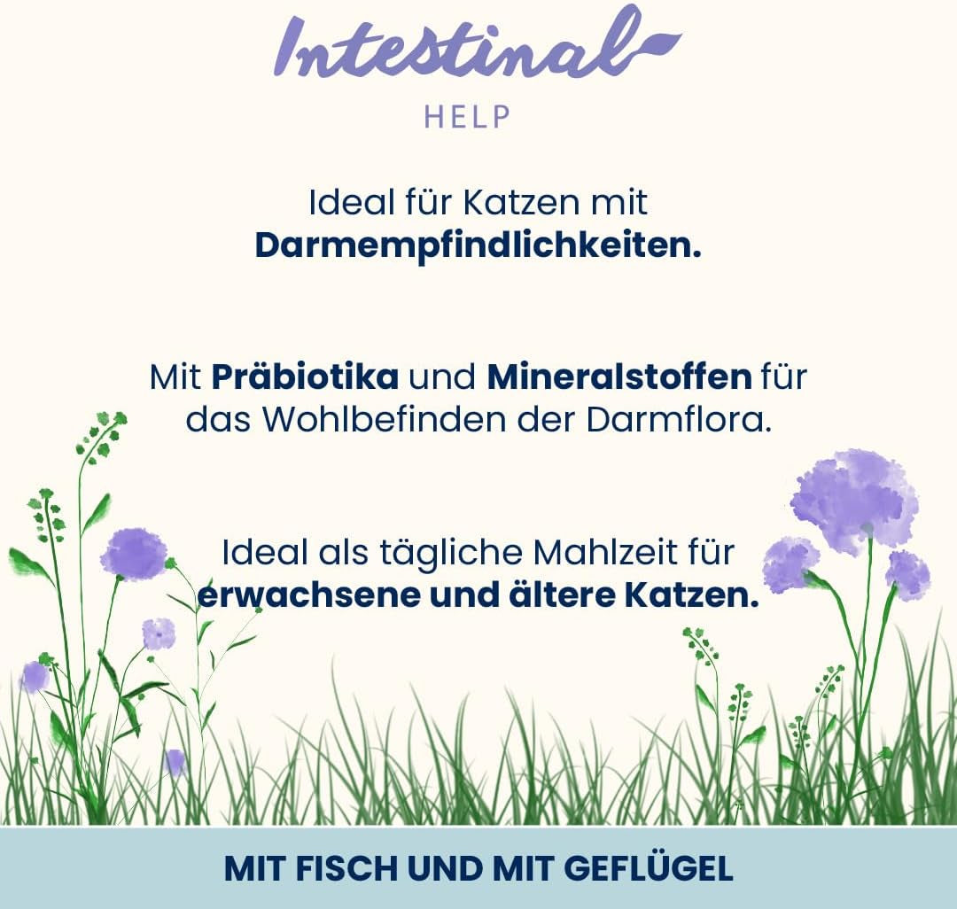 Almo Nature Functional - Intestinal Help - Comida húmeda para gatos adultos con intestinos sensibles - con pescado y aves - favorece el microbioma - 70 g (paquete de 6)