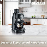 SEVERIN KA 5978 Cafetera espresso (incluye tazón para servir y cuchara dosificadora, hasta 4 tazas) negra, Estándar