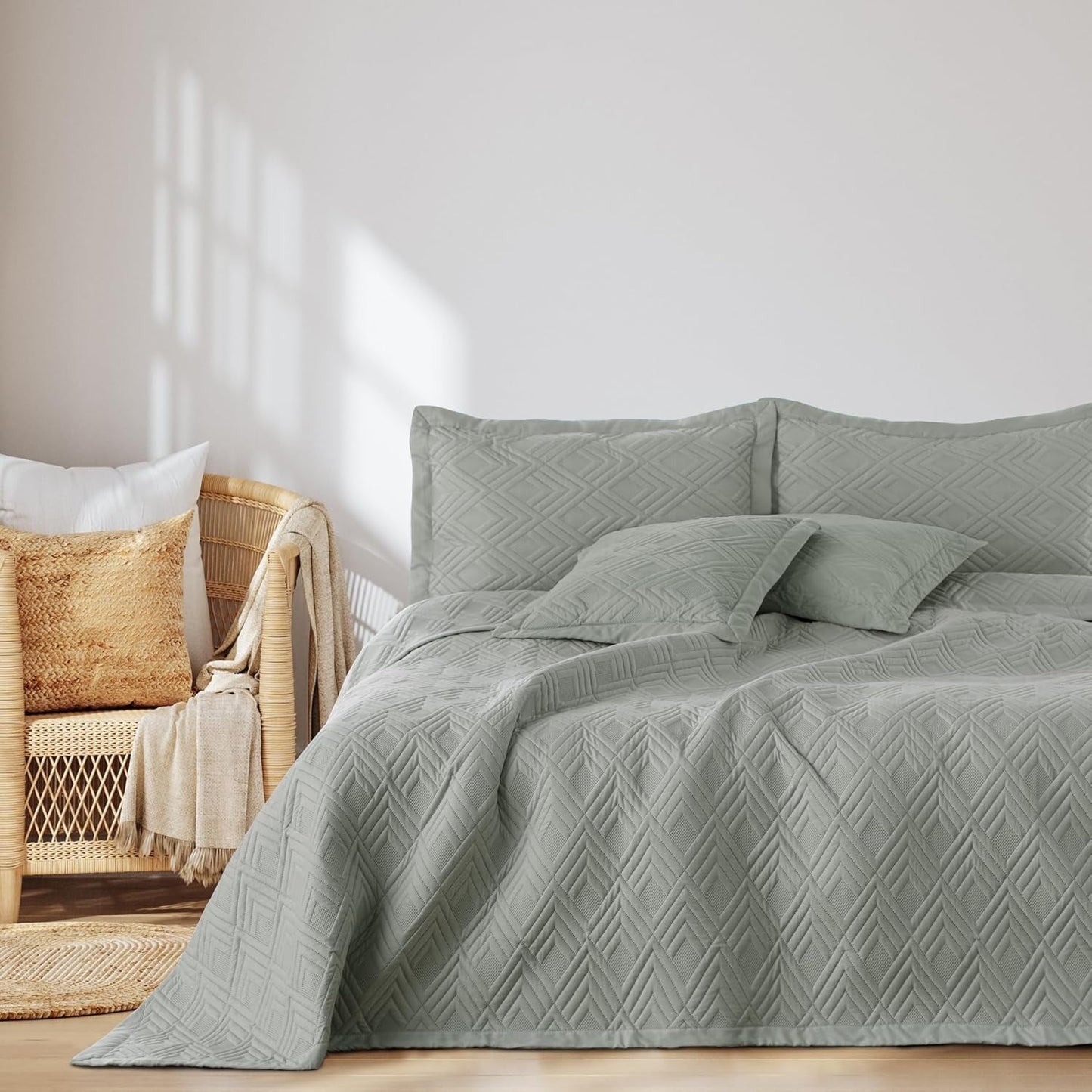 Ameliahome Colcha 170X210 Cm Colcha De Doble Cara Acolchado Ultrasónico Poliéster Ophelia Camas Y Mantas Verde Oscuro Besuche den AmeliaHome-Store Ofelia Gris 260X280 Cm