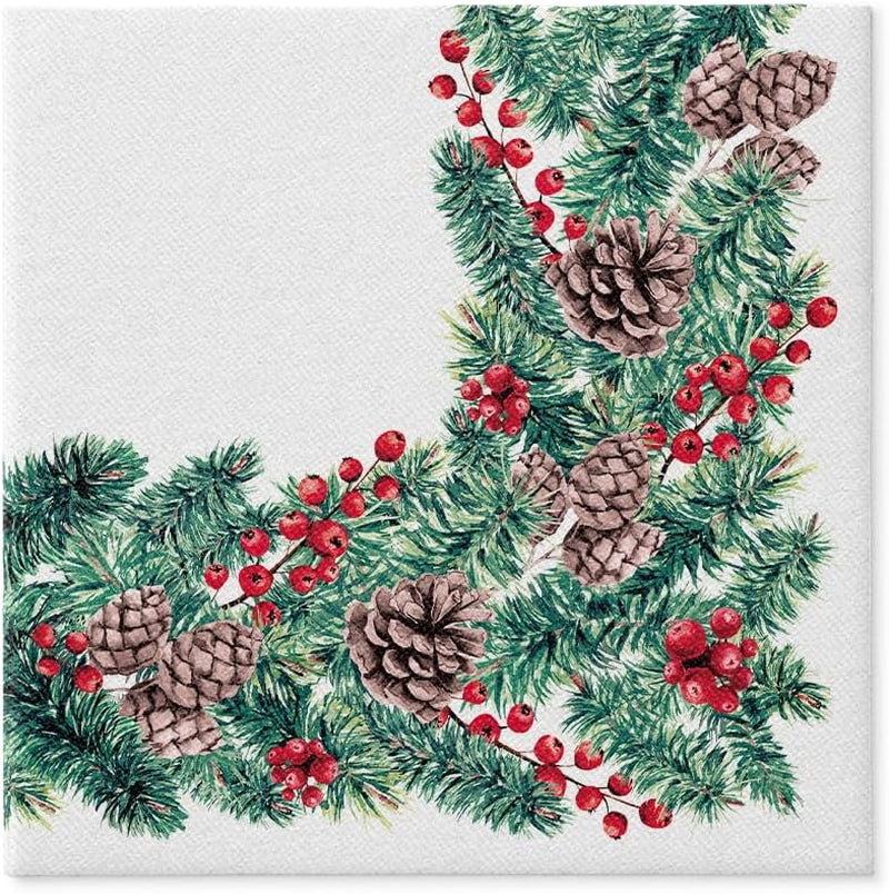 PAW - Servilletas Airlaid (40 X 40 Cm) I 50 Piezas I Perfectas para Navidad, Invierno, Vacaciones I Decoración de Mesa de Nochebuena I Servilletas Airlaid de Tela Ramas de Invierno I Ramas de Invierno