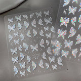 Aurora Muschel Schmetterling Nagelsticker Weiß Schmetterlinge Nail Sticker Gelee Relief Butterfly Nagelaufkleber Y2K Mariposas Nagel Sticker Nägel Nageldesign Nagel Zubehör Nail Art Stickers Nailart