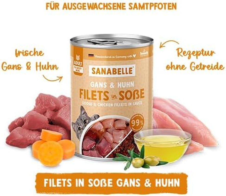 Sanabelle Gourmet Comida Húmeda en Olla con Ganso y Pollo | 6 x 380 g | 2,28 kilos