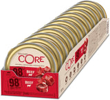 Wellness CORE 98% 12 x 85g, Carne de Vacuno - Comida húmeda para gatos, paté espeso, sin cereales, natural, hipoalergénico, alto en proteínas, alto en carne