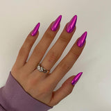 Uñas Cromadas Autoadhesivas - Pegamento Con Brillo Marrón Almendra Mediano En Las Uñas Uñas Postizas Con Brillo Pegamento En Uñas Artificiales Uñas Acrílicas Esmaltadas Para Mujeres 24 Piezas