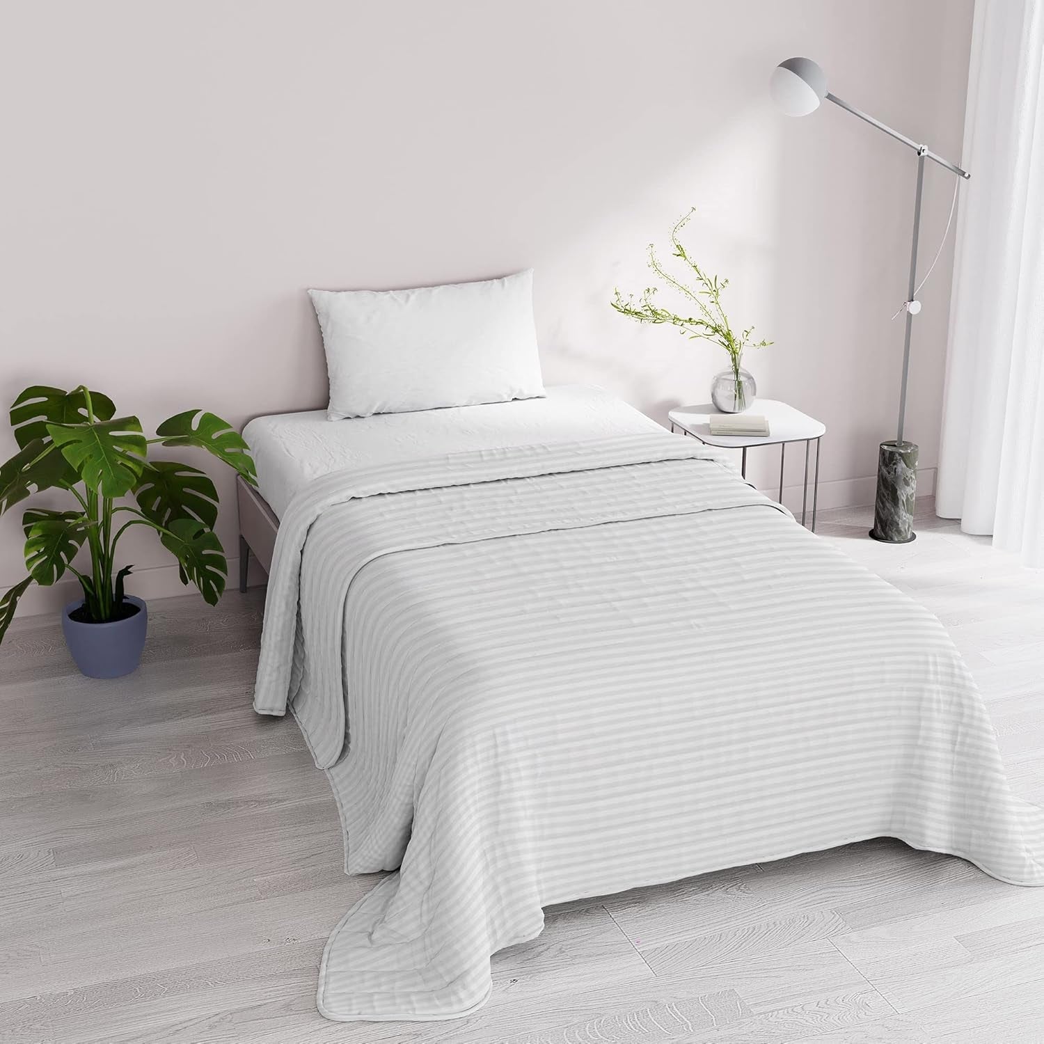 Colcha de verano Satin Stripes, poliéster, crema, 260X250 Cm Edredones y edredones Naty Shop Blanco 170X250 Cm