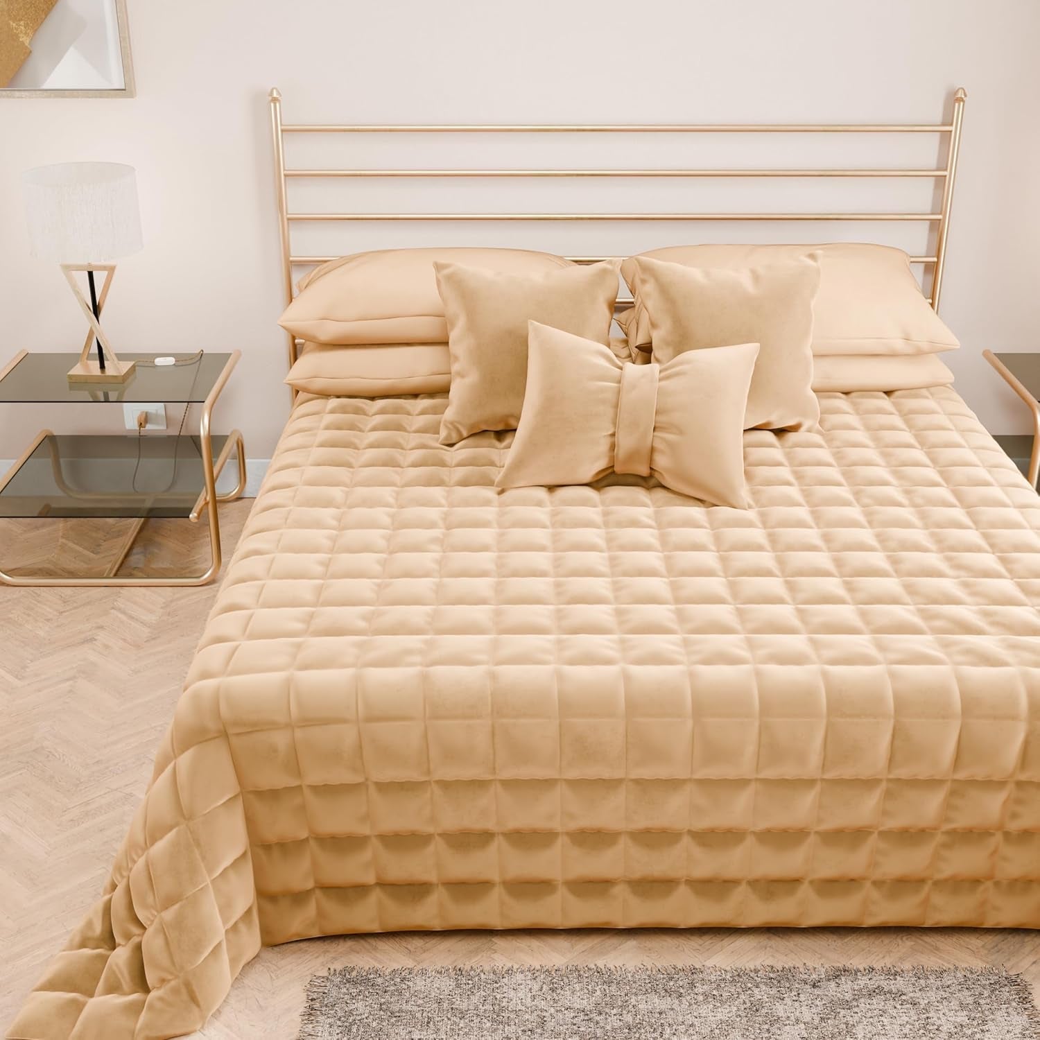 PETTI Artigiani Italiani - Edredón cama individual, edredón doble cara, edredón primavera, azul medianoche, blanco, 100% Made in Italy Edredones y edredones Naty Shop Oro 160 X 190 Cm