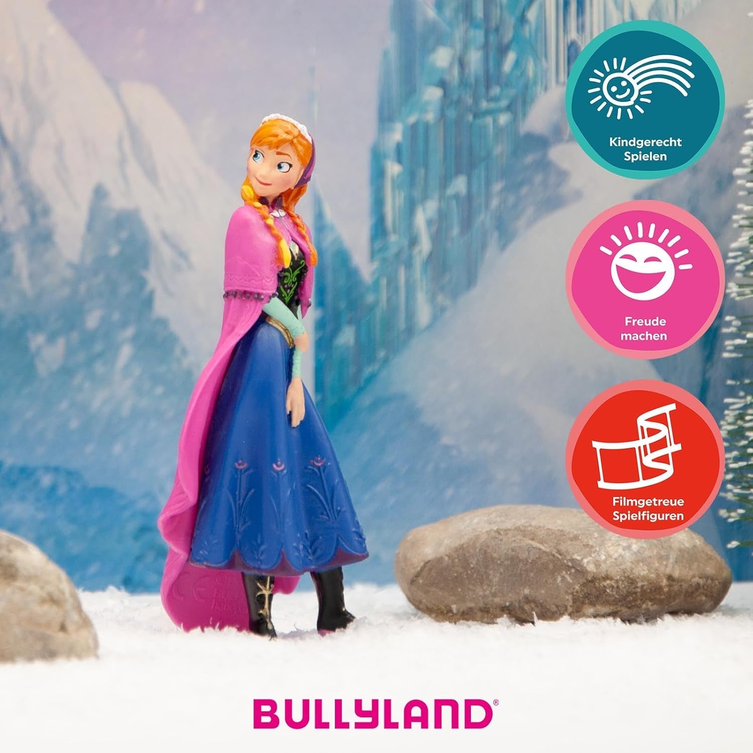 Bullyland 12960 - Figura de la princesa Anna de la película Frozen de Walt Disney, aprox. 9,5 cm, muy detallado, ideal como pequeño regalo para niños a partir de 3 años.
